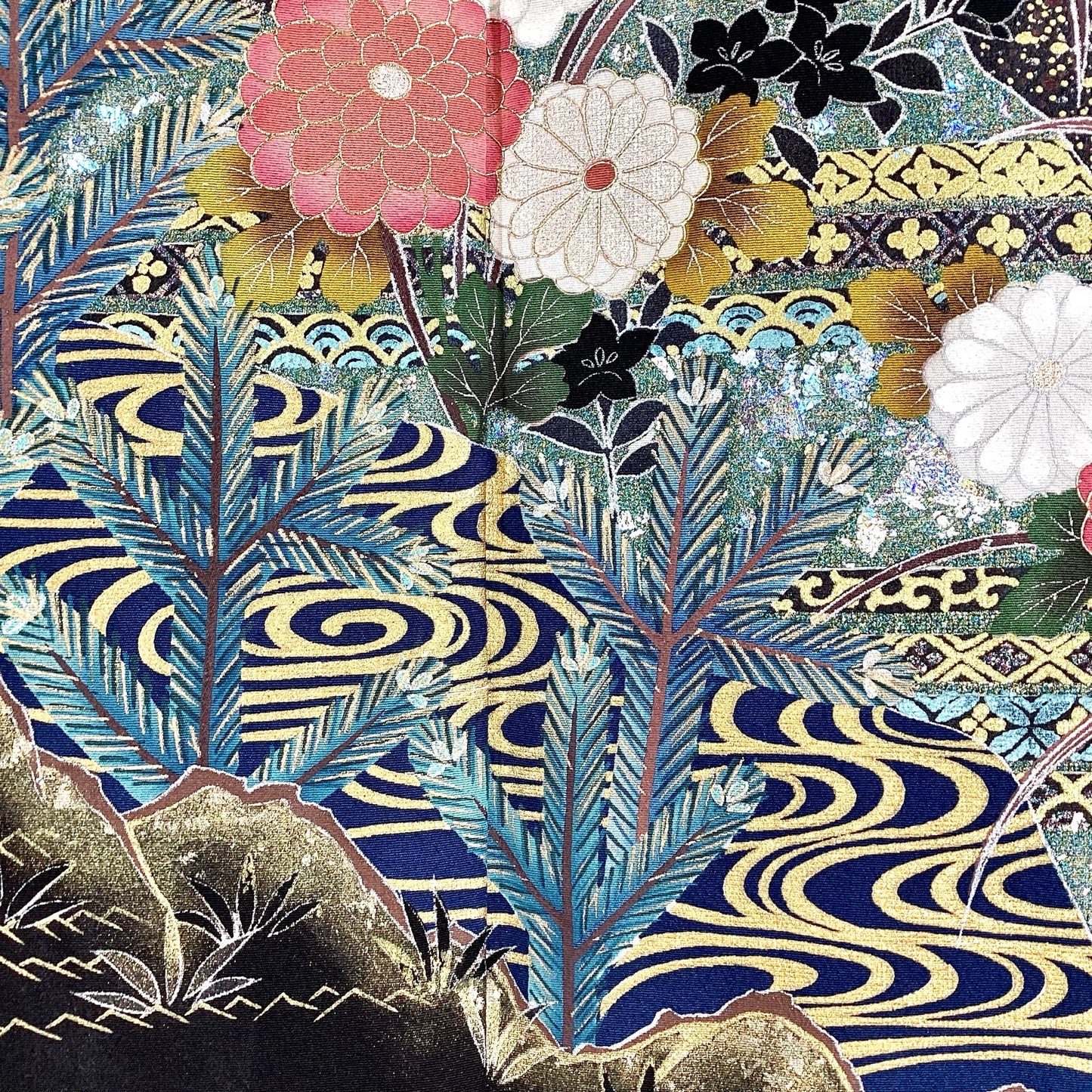 Vintage Kimono Tomesode Cranes
