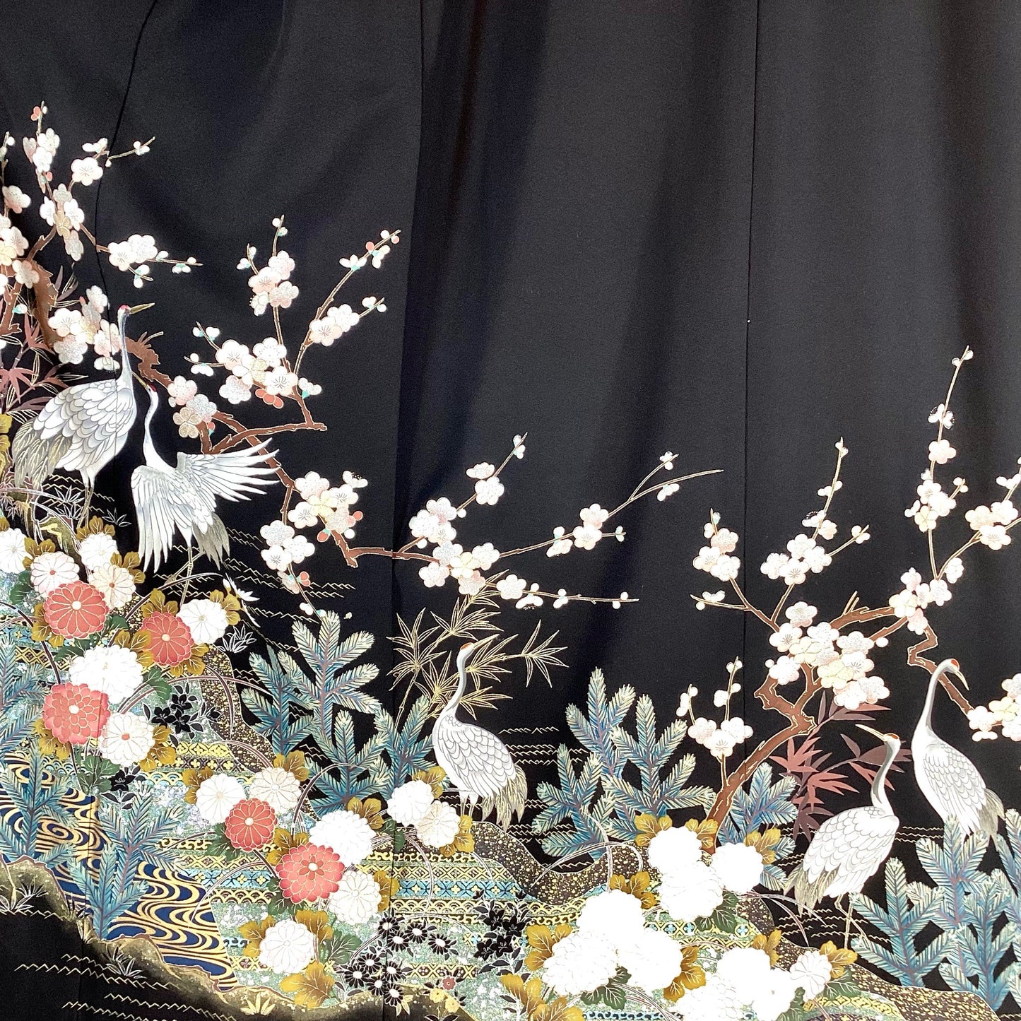 Vintage Kimono Tomesode Cranes