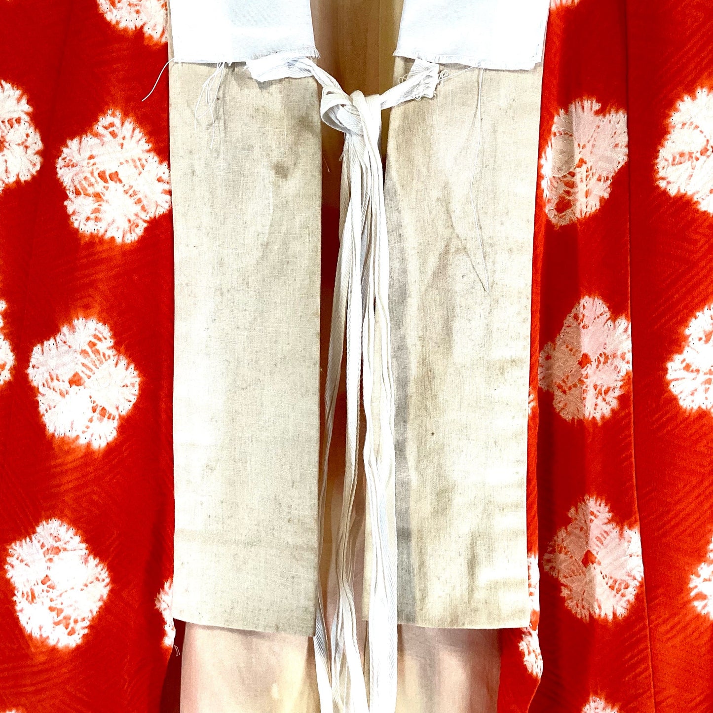 Vintage Juban Kimono Orange With White Flowers