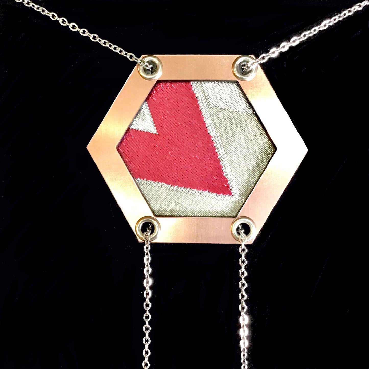 Abi-K Statement Necklace ‘Raspberry Stripe’ 1/2