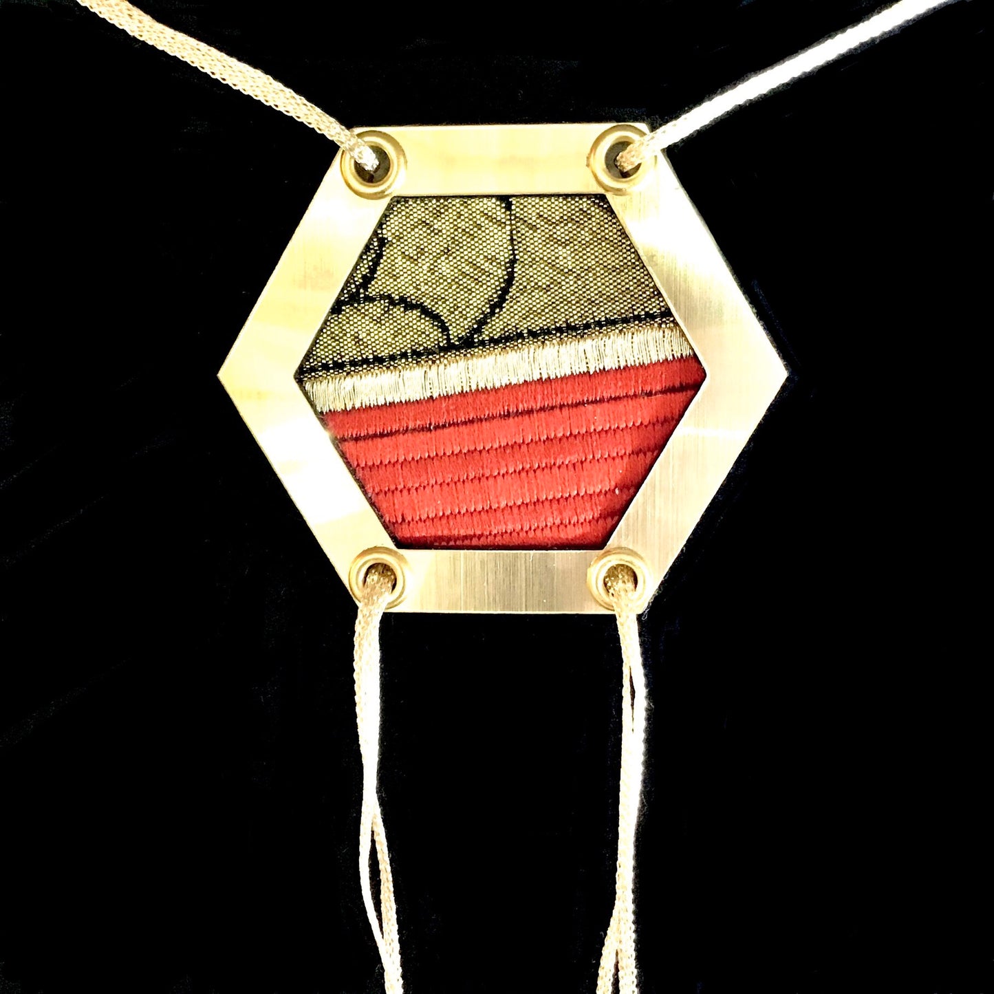 Abi-K Statement Necklace ‘Golden Red Stripe’