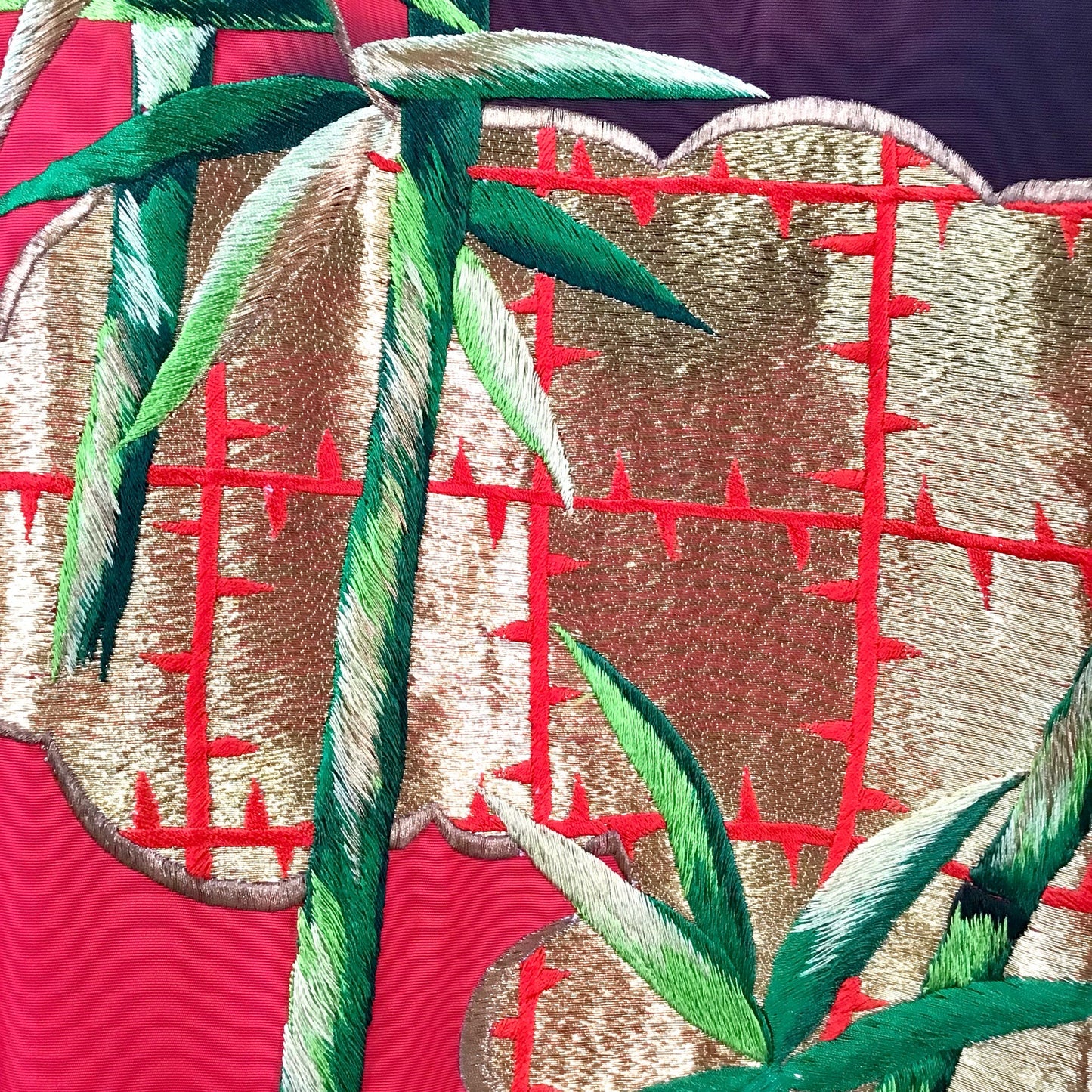 Vintage Kimono ‘Red With Cranes & Bamboo’