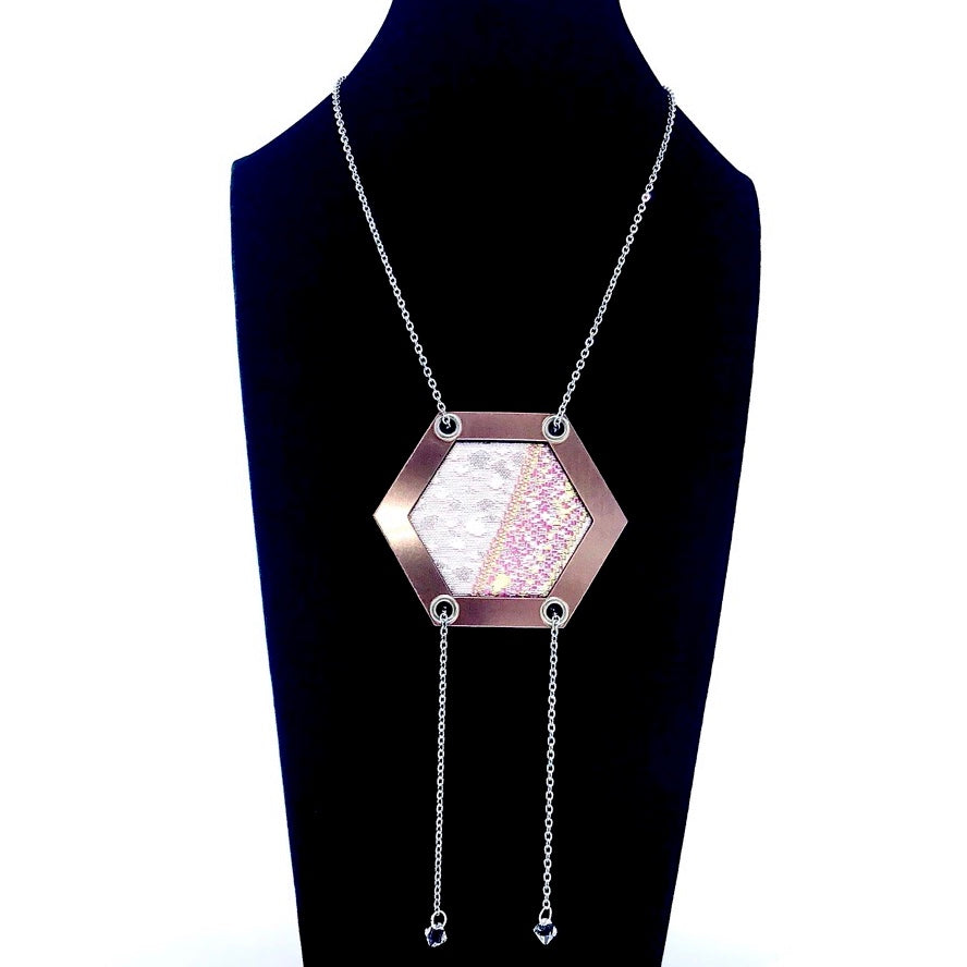 Abi-K Statement Necklace ‘Pink Feathers’ 1/2