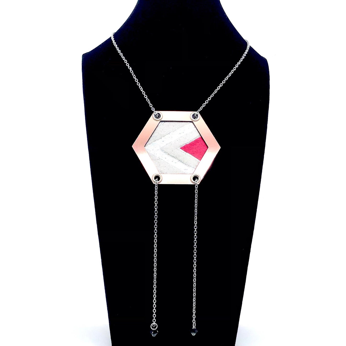 Abi-K Statement Necklace ‘Raspberry Stripe’ 2/2