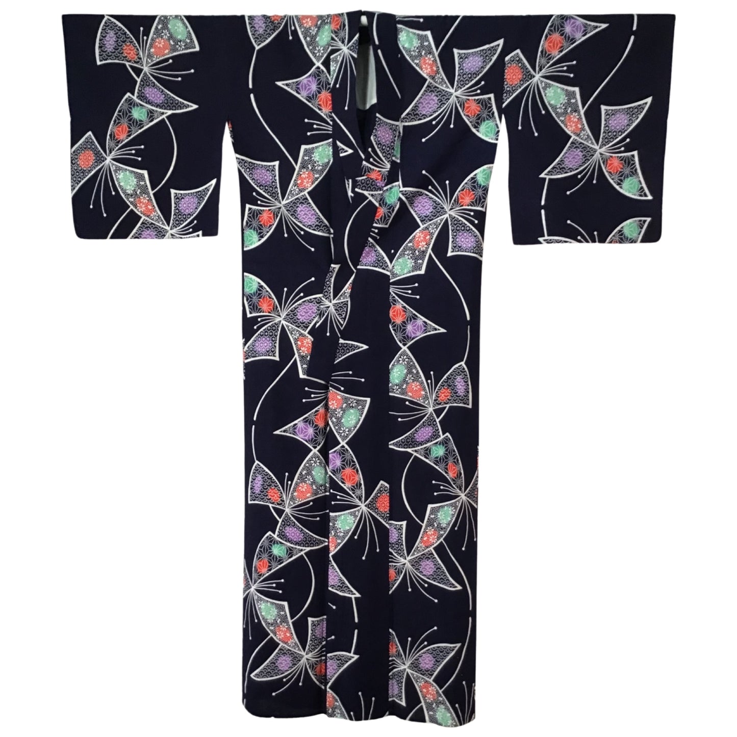 Vintage Kimono ’Navy Blue With Butterflies Yukata’