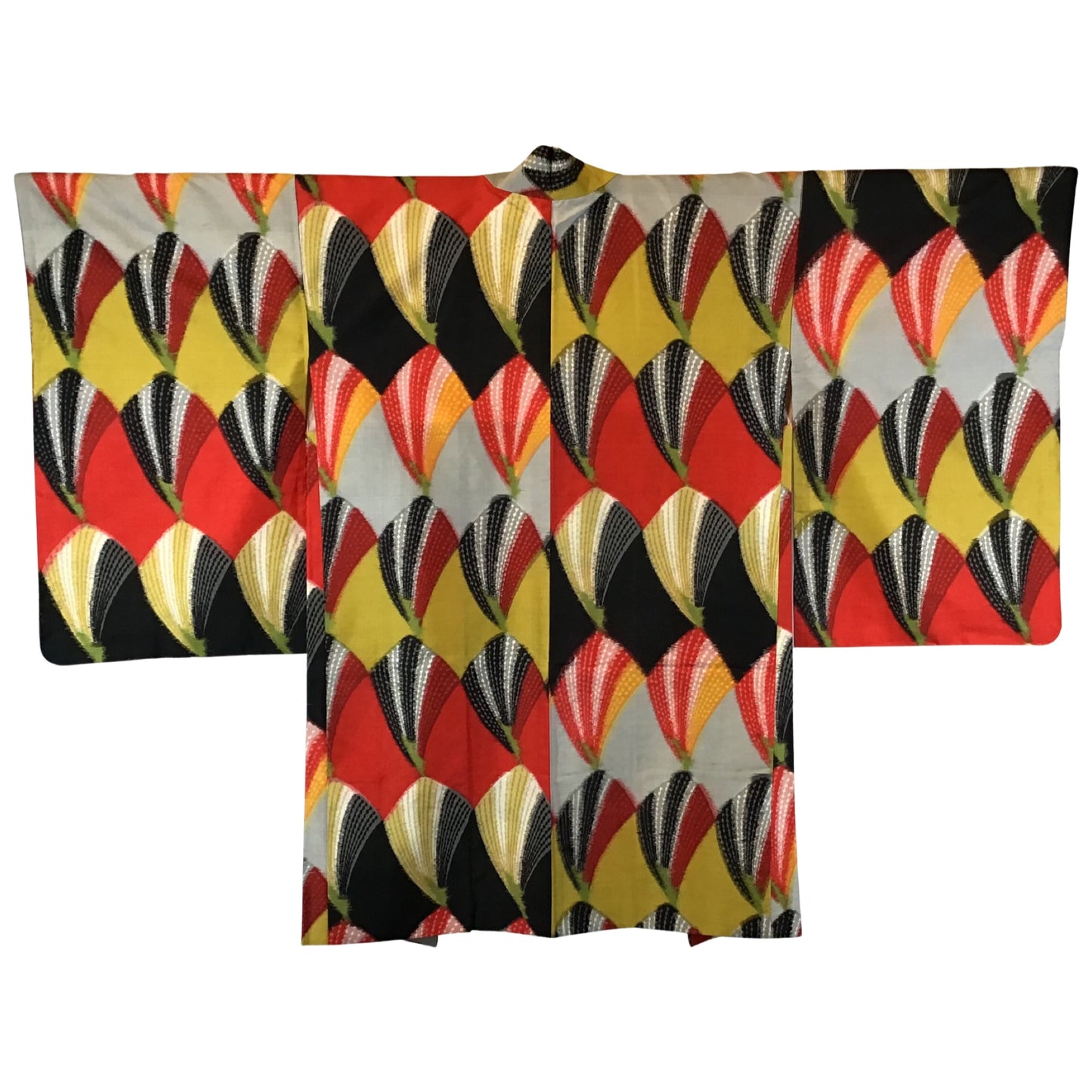Vintage Haori ‘Black With Red & Yellow Deco Design’