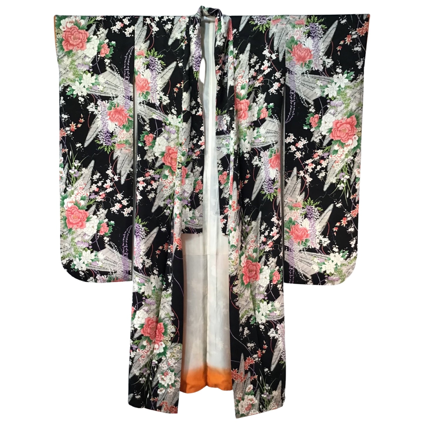 Vintage Kimono ’Black With Wisteria Furisode’