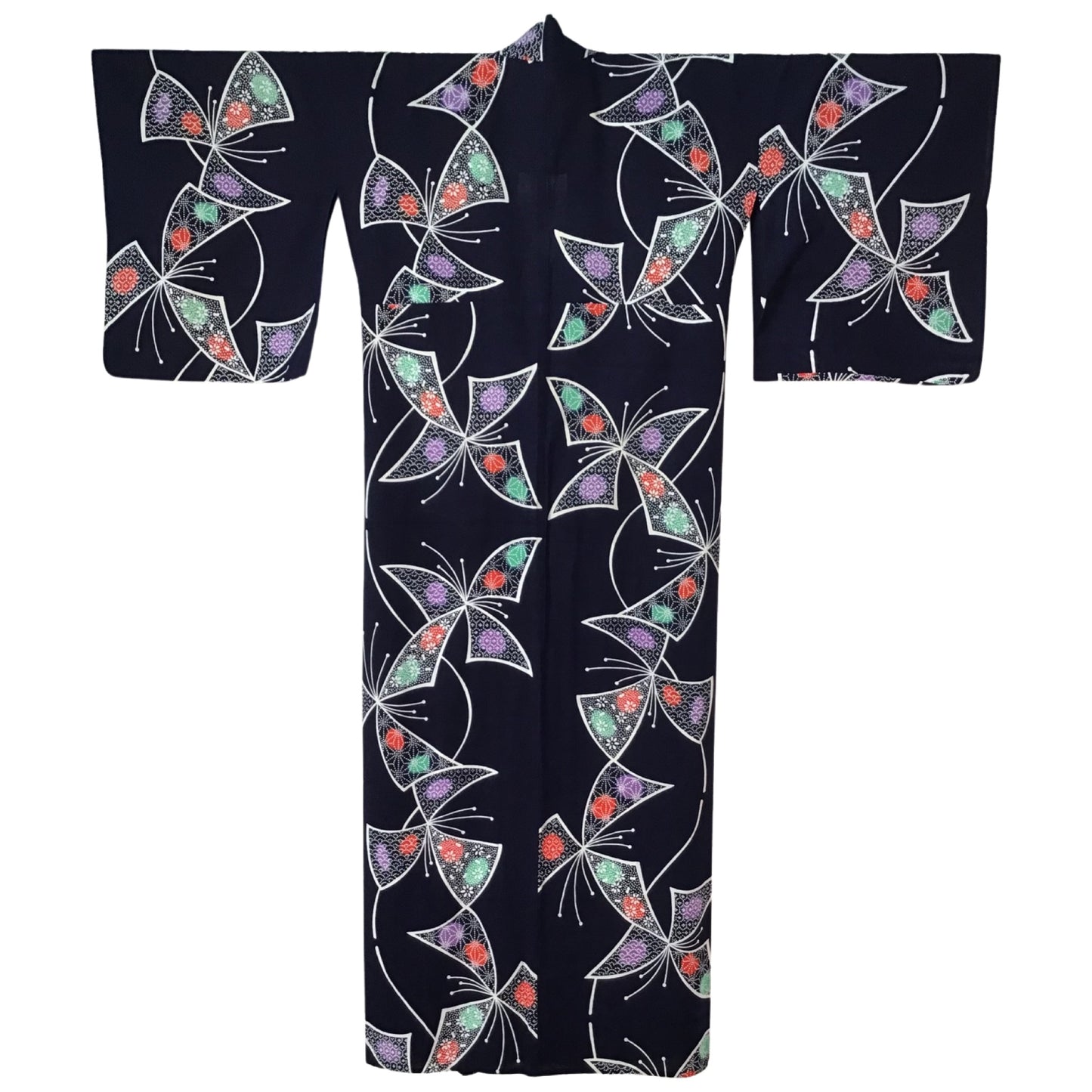 Vintage Kimono ’Navy Blue With Butterflies Yukata’