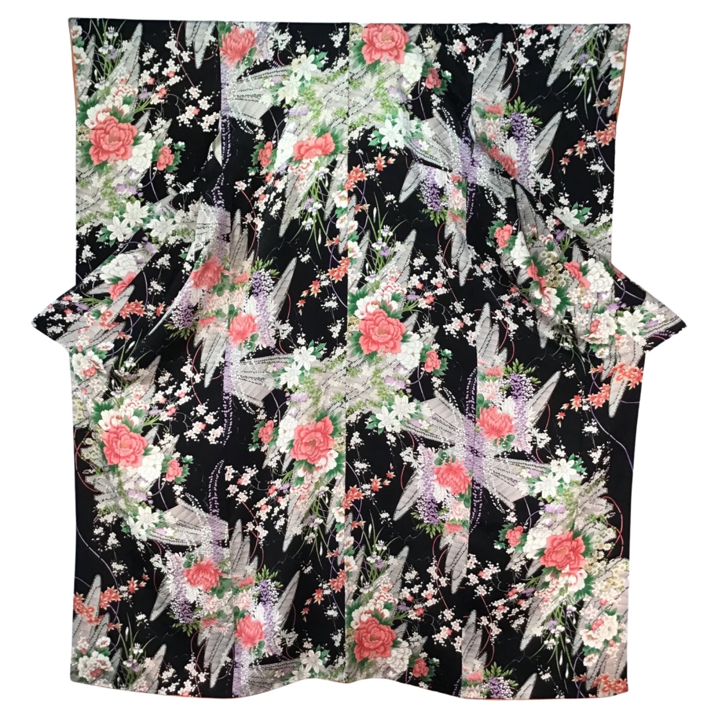 Vintage Kimono ’Black With Wisteria Furisode’