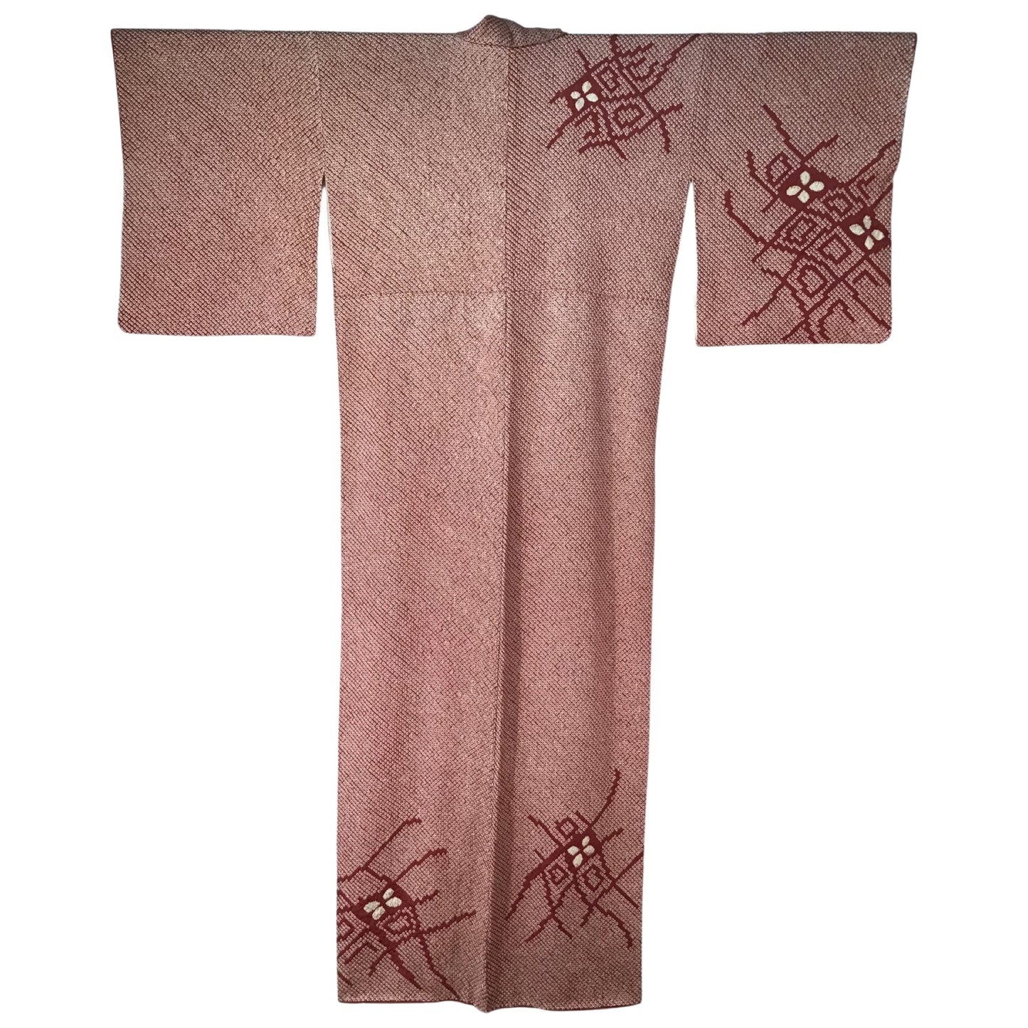 Vintage Kimono ’Deep Red Full Shibori’