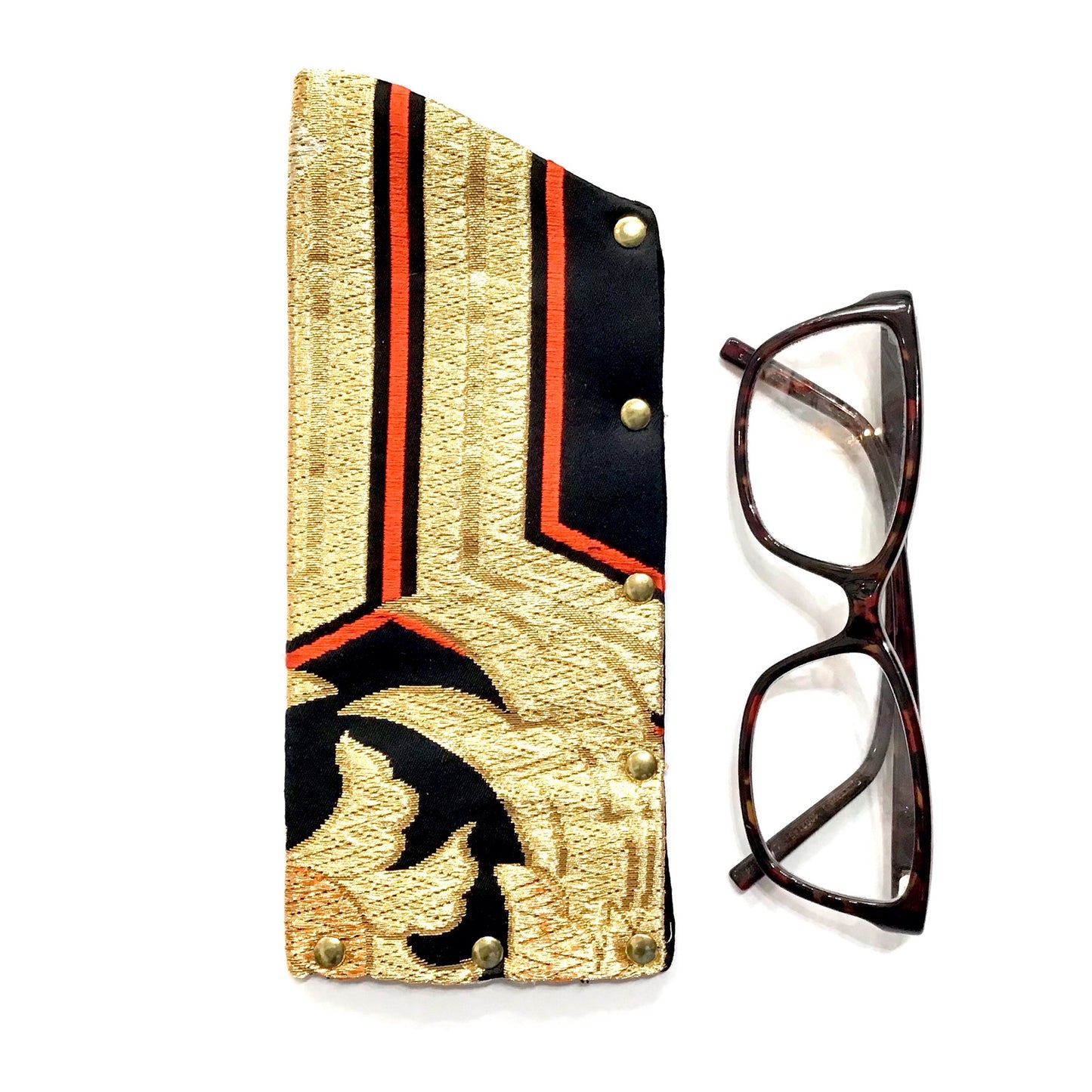 Abi-K Glasses Case ‘Gold Floral Stripe’ 1/3