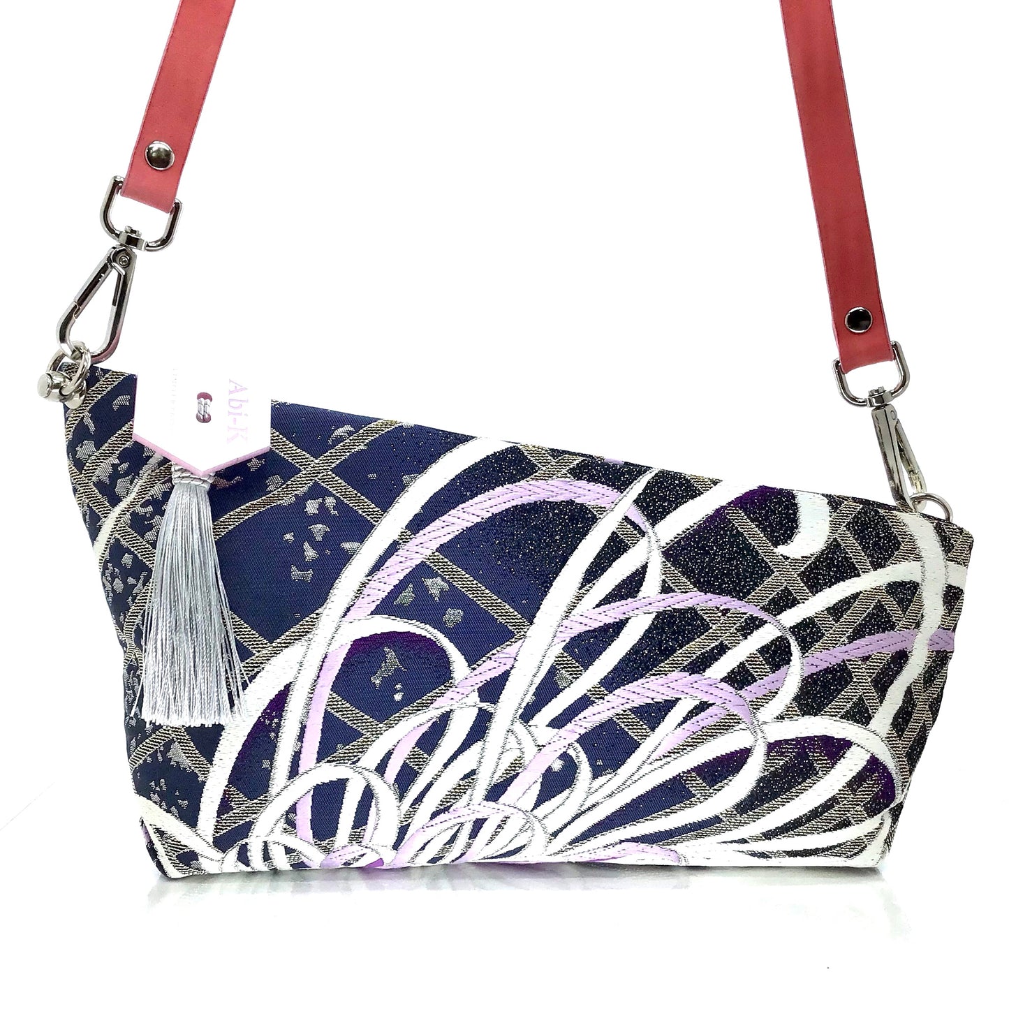Kimono Cross Body Handbag ‘Pink & Navy Chrysanthemums’