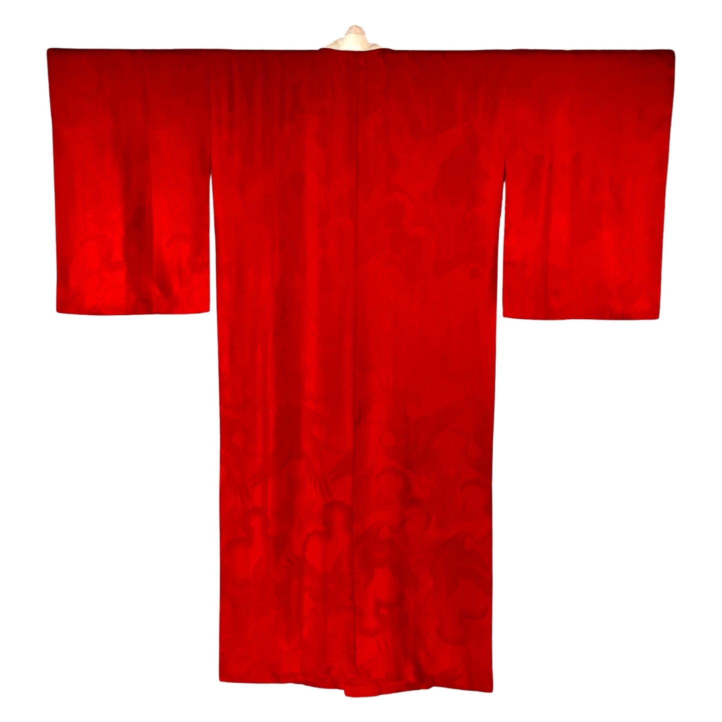 Vintage Juban Kimono Red With Cranes