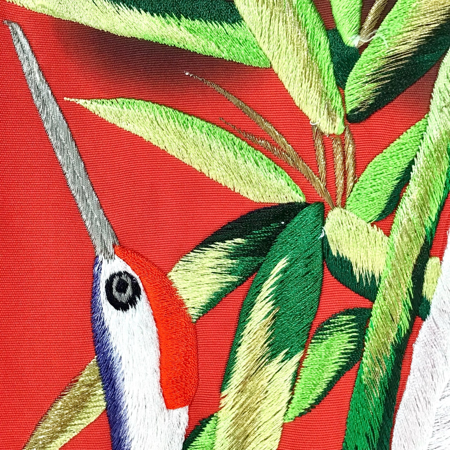 Vintage Kimono ‘Red With Cranes & Bamboo’