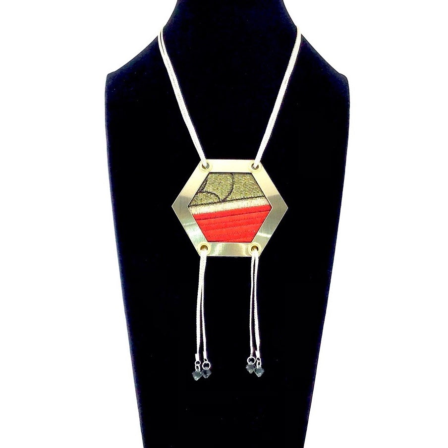 Abi-K Statement Necklace ‘Golden Red Stripe’