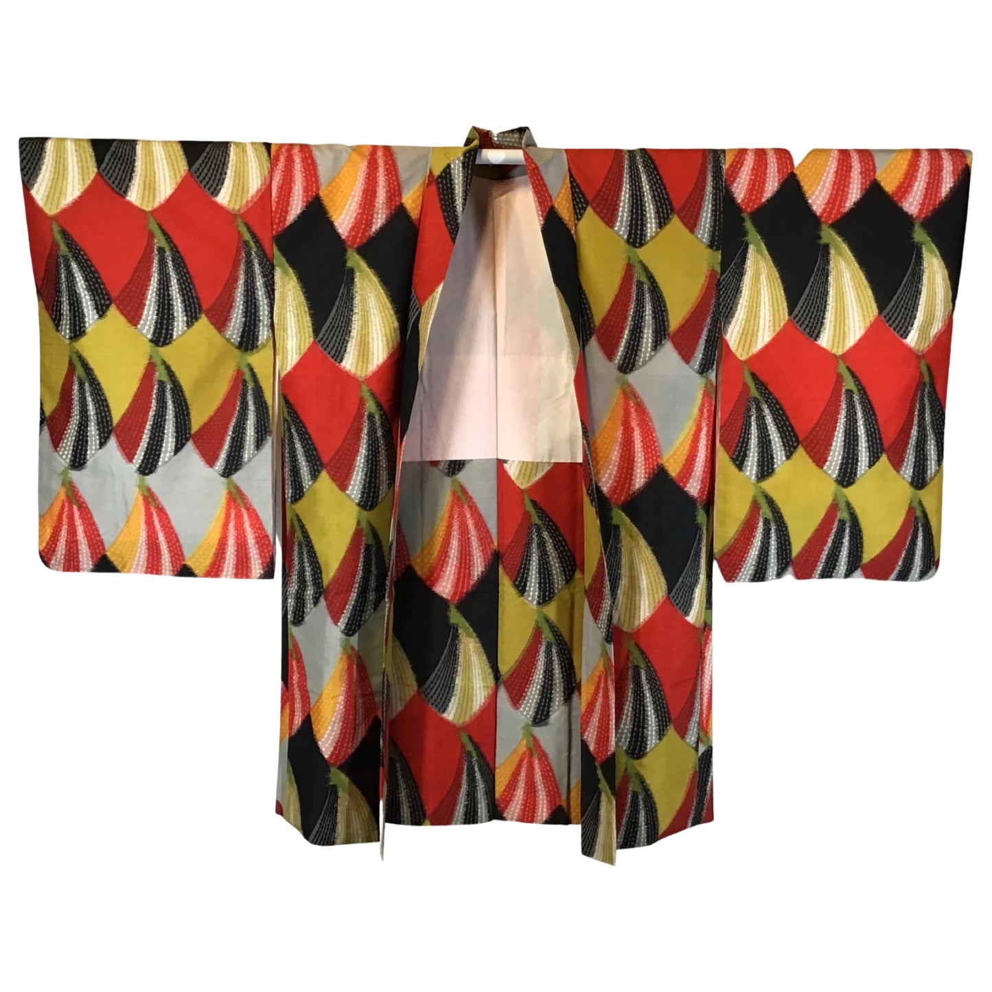 Vintage Haori ‘Black With Red & Yellow Deco Design’