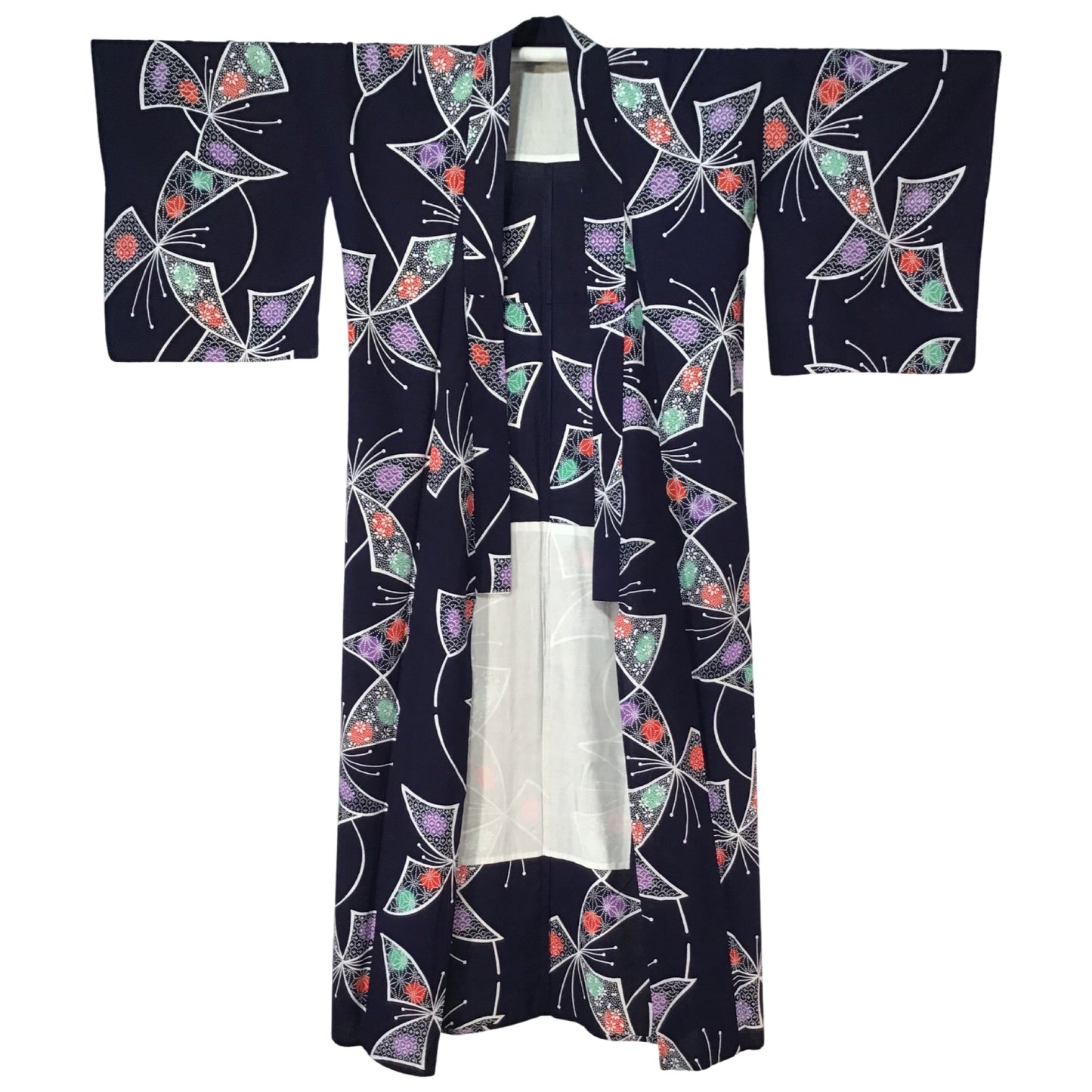 Vintage Kimono ’Navy Blue With Butterflies Yukata’