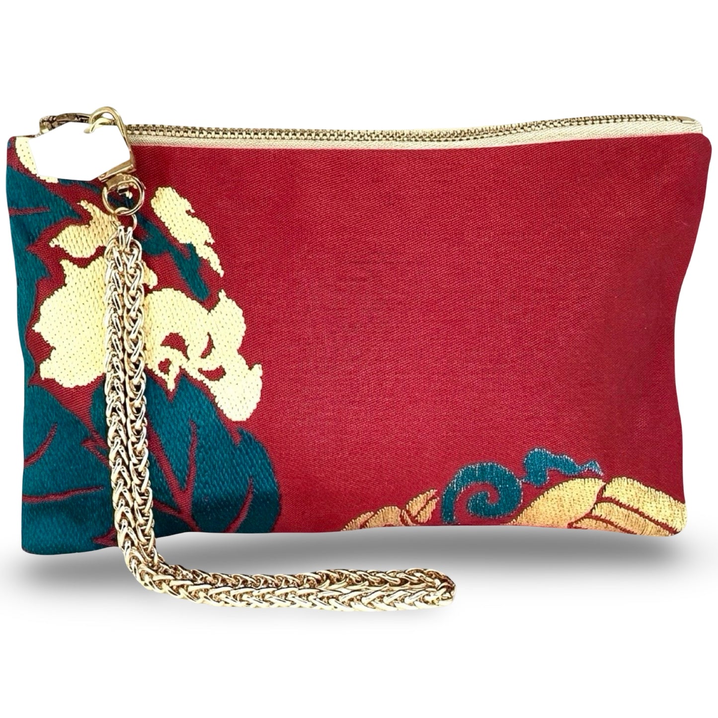 Carolyn Clutch Purse ‘Rare Burgundy Teal Gold’