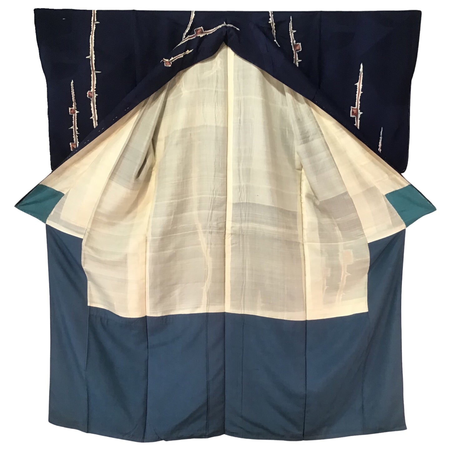 Vintage Tsukesage Kimono ‘Navy & Plum Blossom’