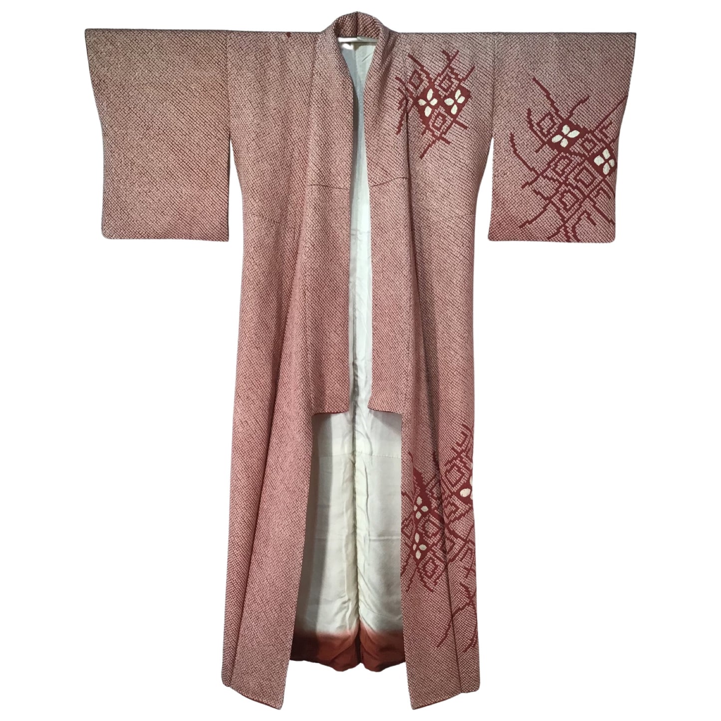 Vintage Kimono ’Deep Red Full Shibori’