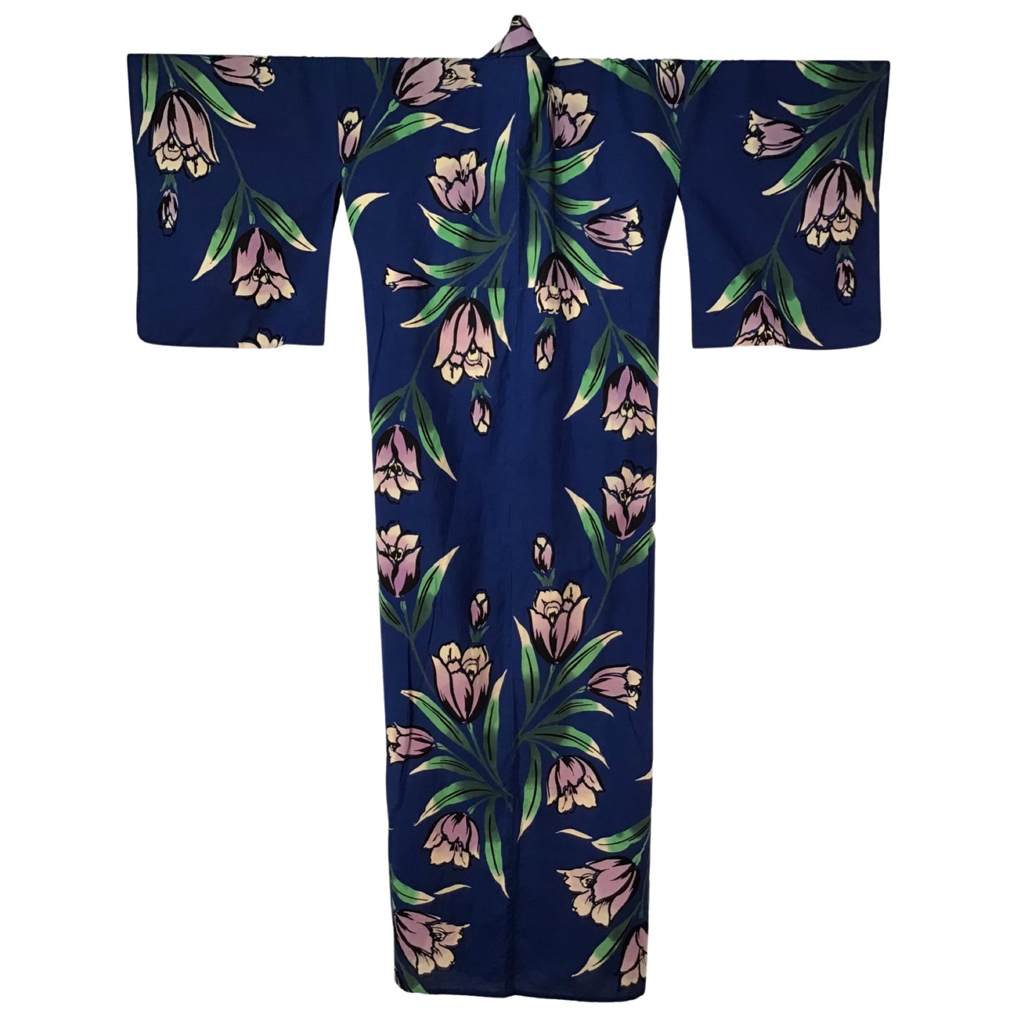 Vintage Kimono ‘Blue With Lilac & Green Yukata’