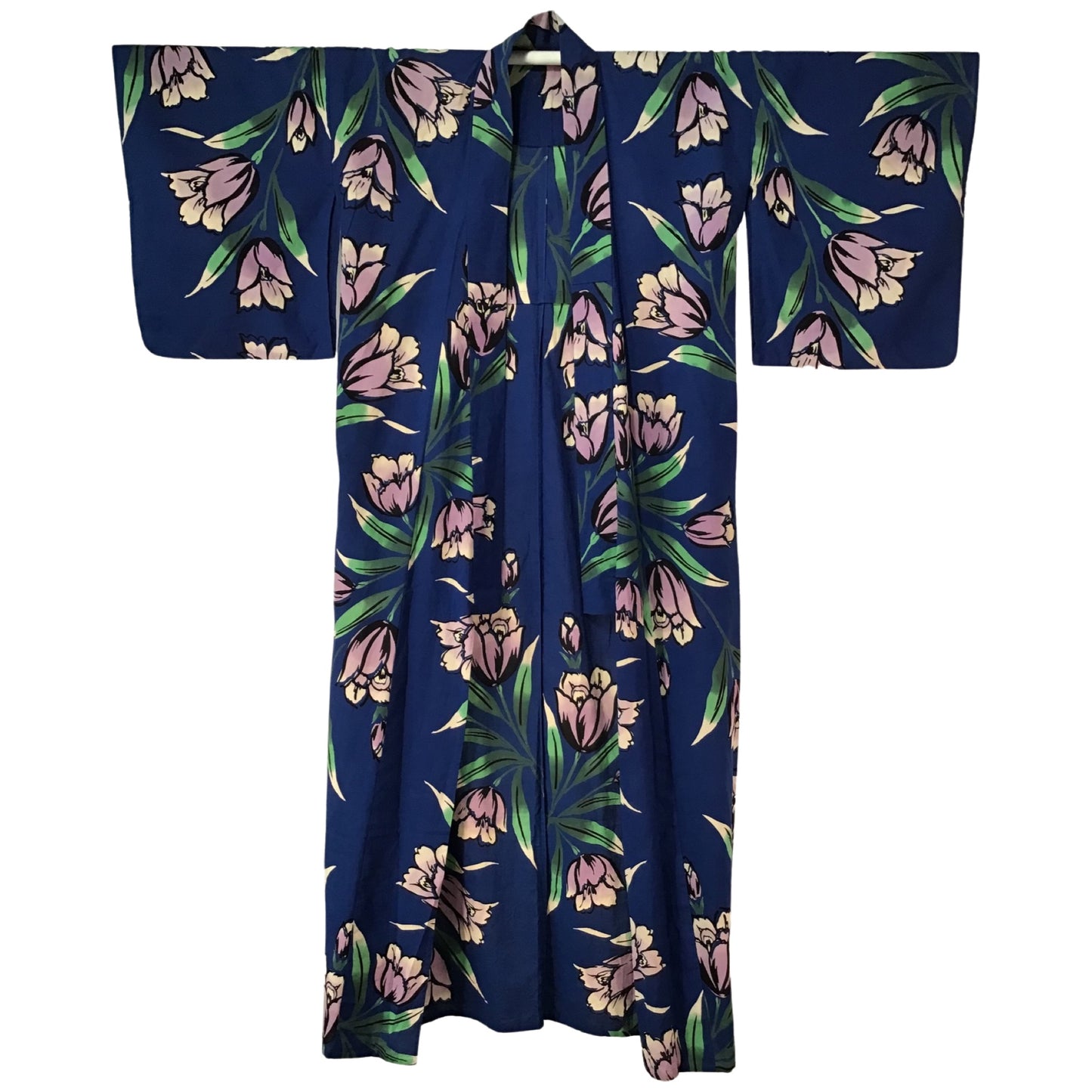 Vintage Kimono ‘Blue With Lilac & Green Yukata’