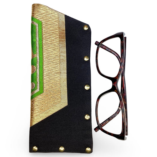 Glasses Case ‘Black Green Gold Geo’