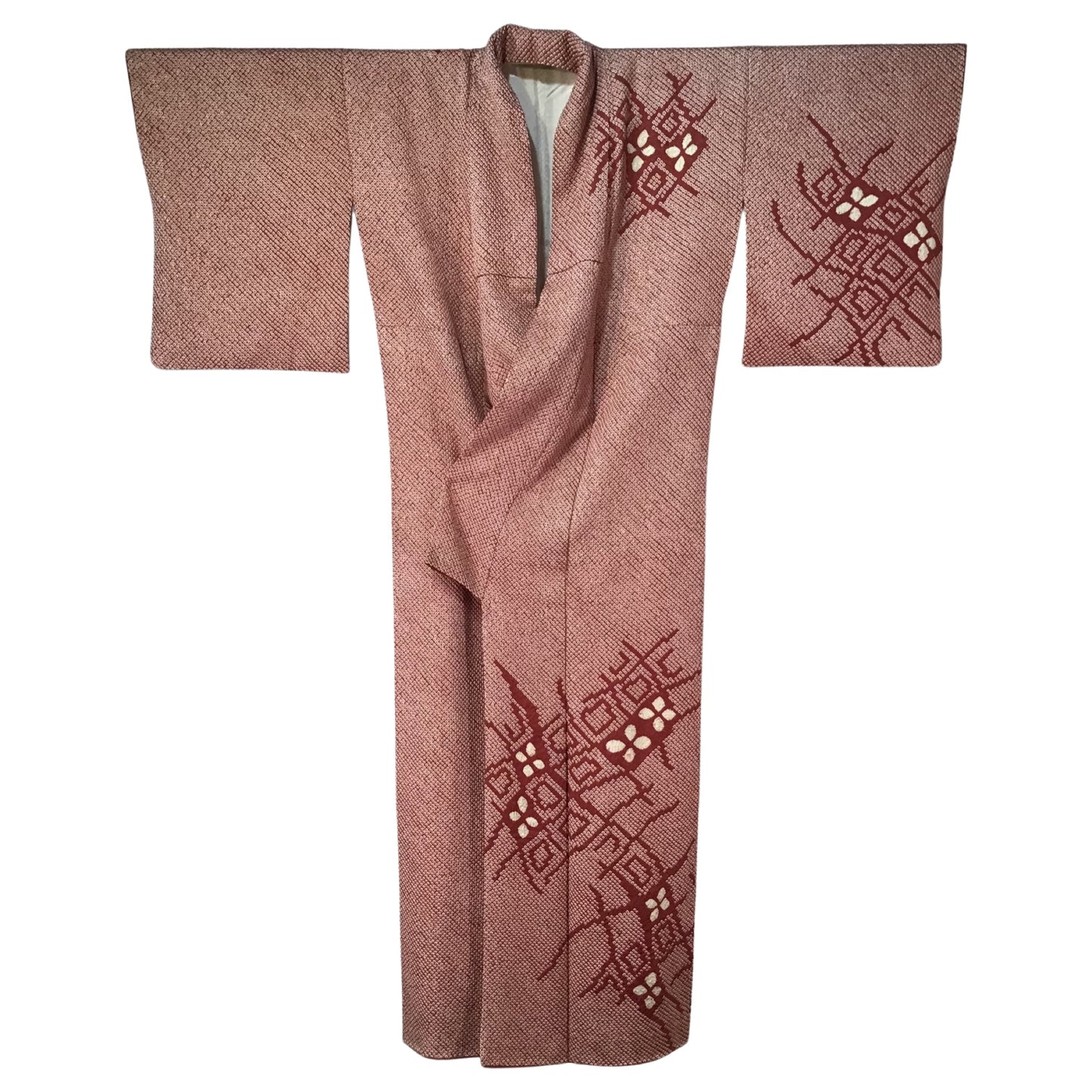 Vintage Kimono ’Deep Red Full Shibori’