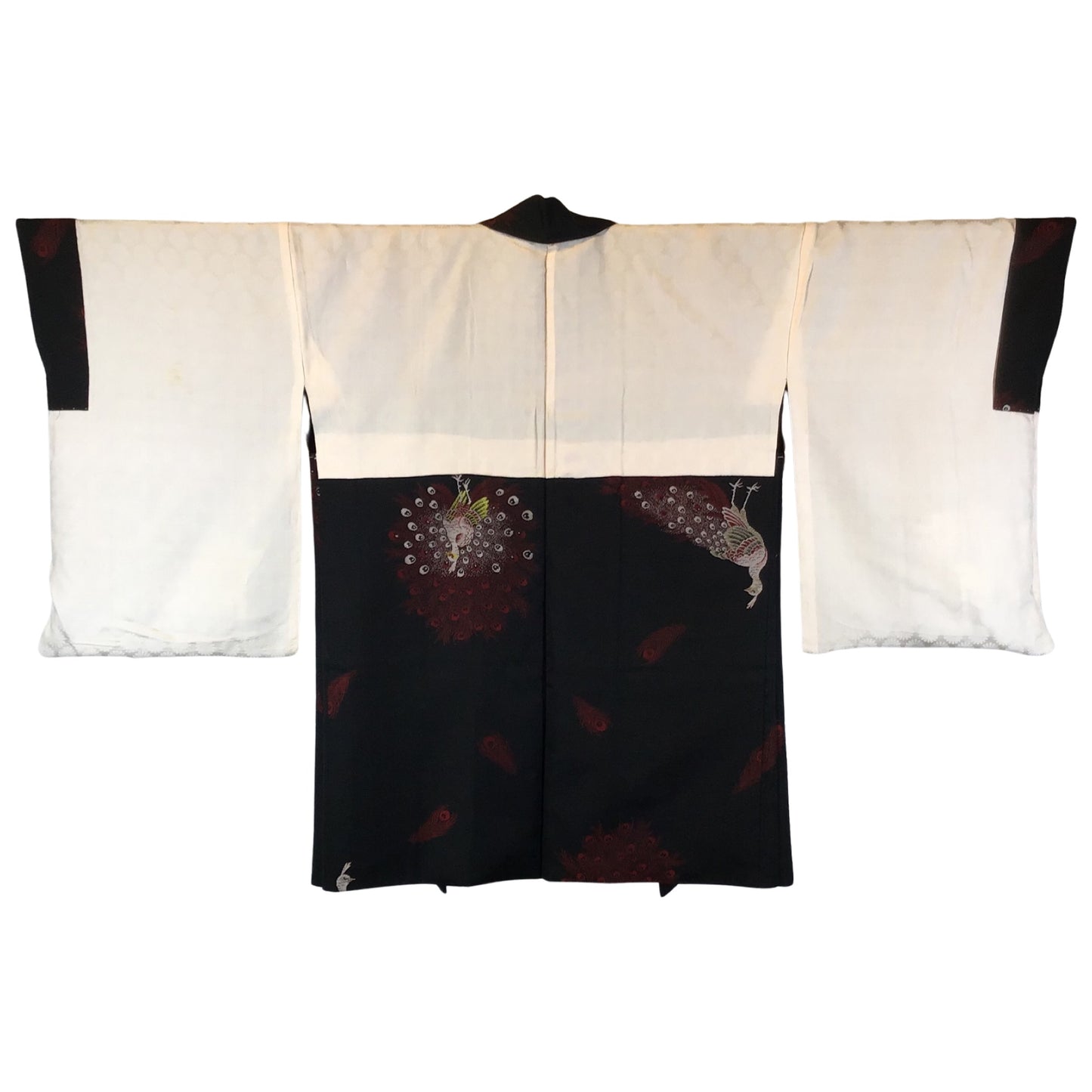 Vintage Haori ‘Black Deep Red Peacocks’