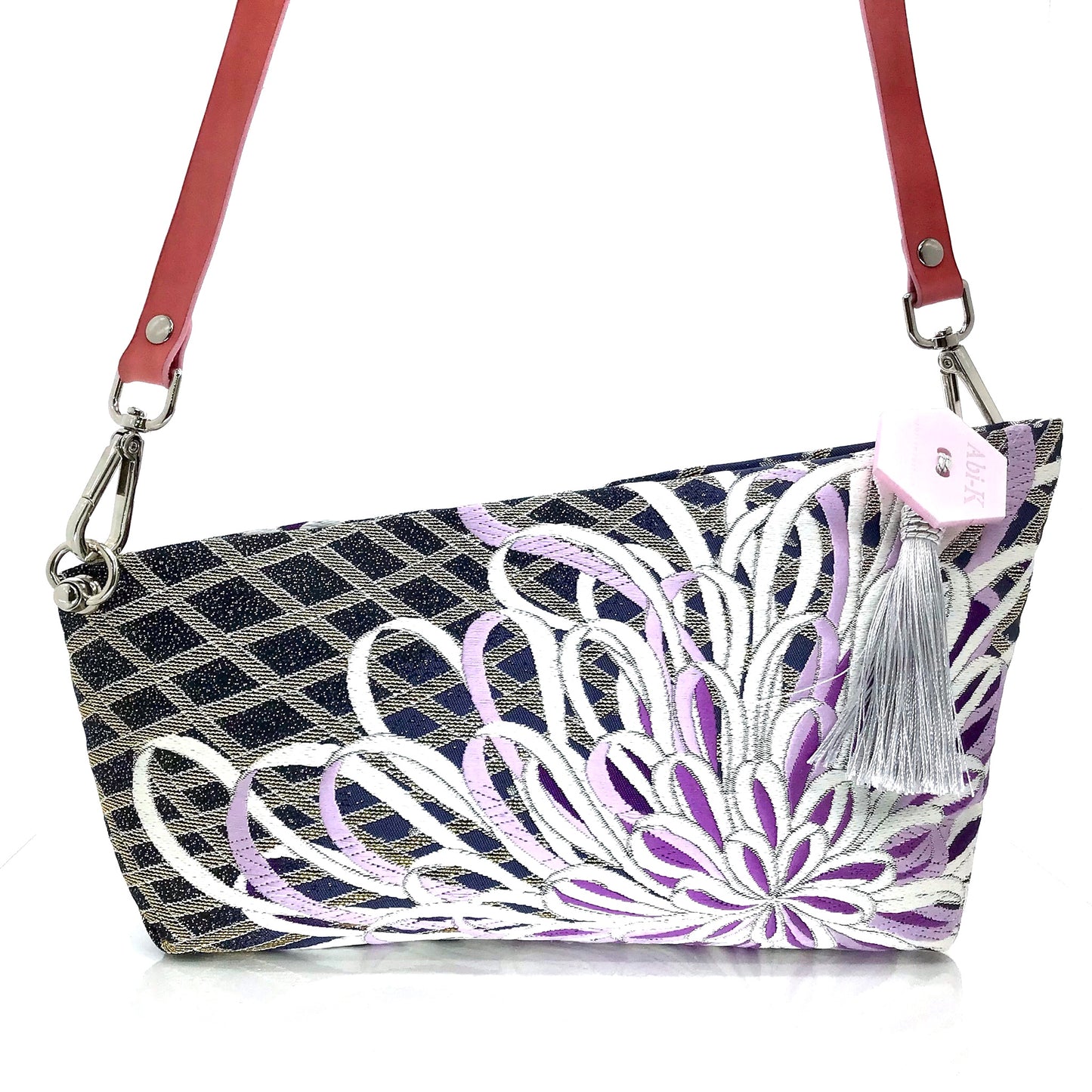 Kimono Cross Body Handbag ‘Pink & Navy Chrysanthemums’