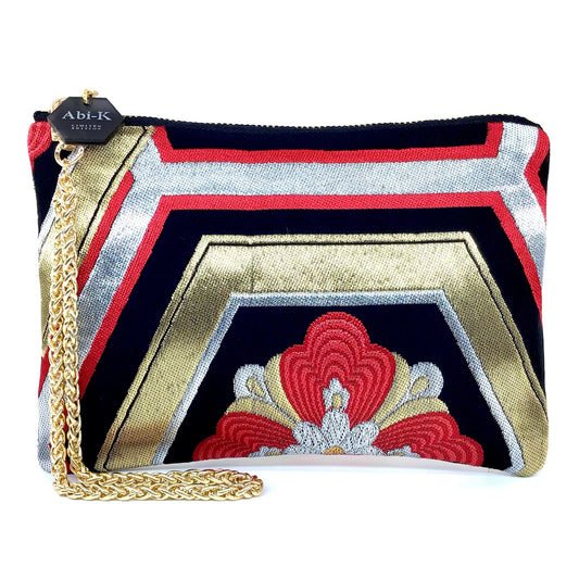 Carolyn Purse ‘Black Gold & Red Floral Stripe 7’